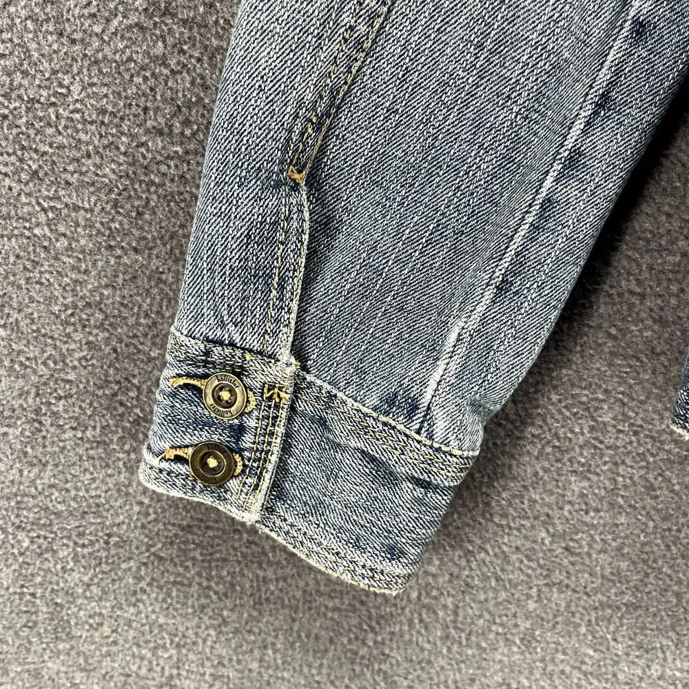 HOLLISTER CO‎ Denim Jacket Girls Juniors Small distressed Tropical lined